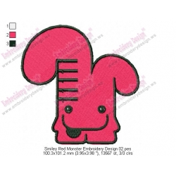Smiley Red Monster Embroidery Design 02